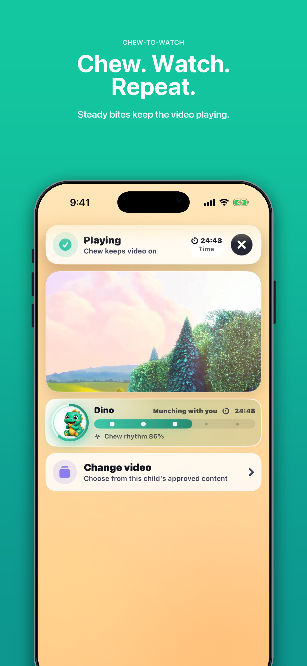 MunchGuard chew-to-watch App Store screenshot on iPhone